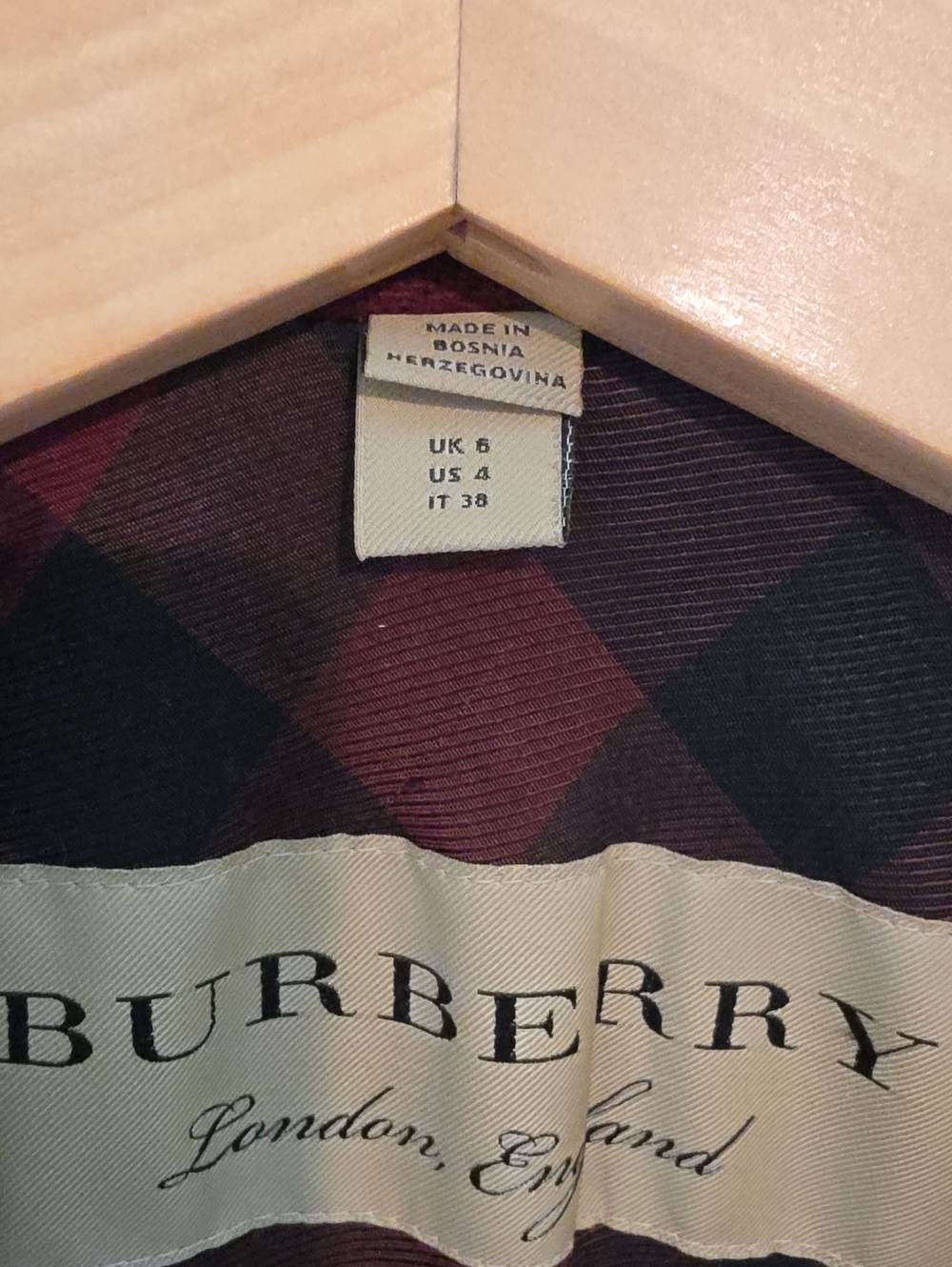 Burberry Women's Wine Red Wool Trench Coat - Picture 2 of 5